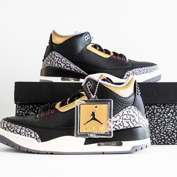 [CK9246-067] Air Jordan 3 Retro Mid Black Gold Cement Women's Size 9 W / 7.5 M - Picture 9 of 16